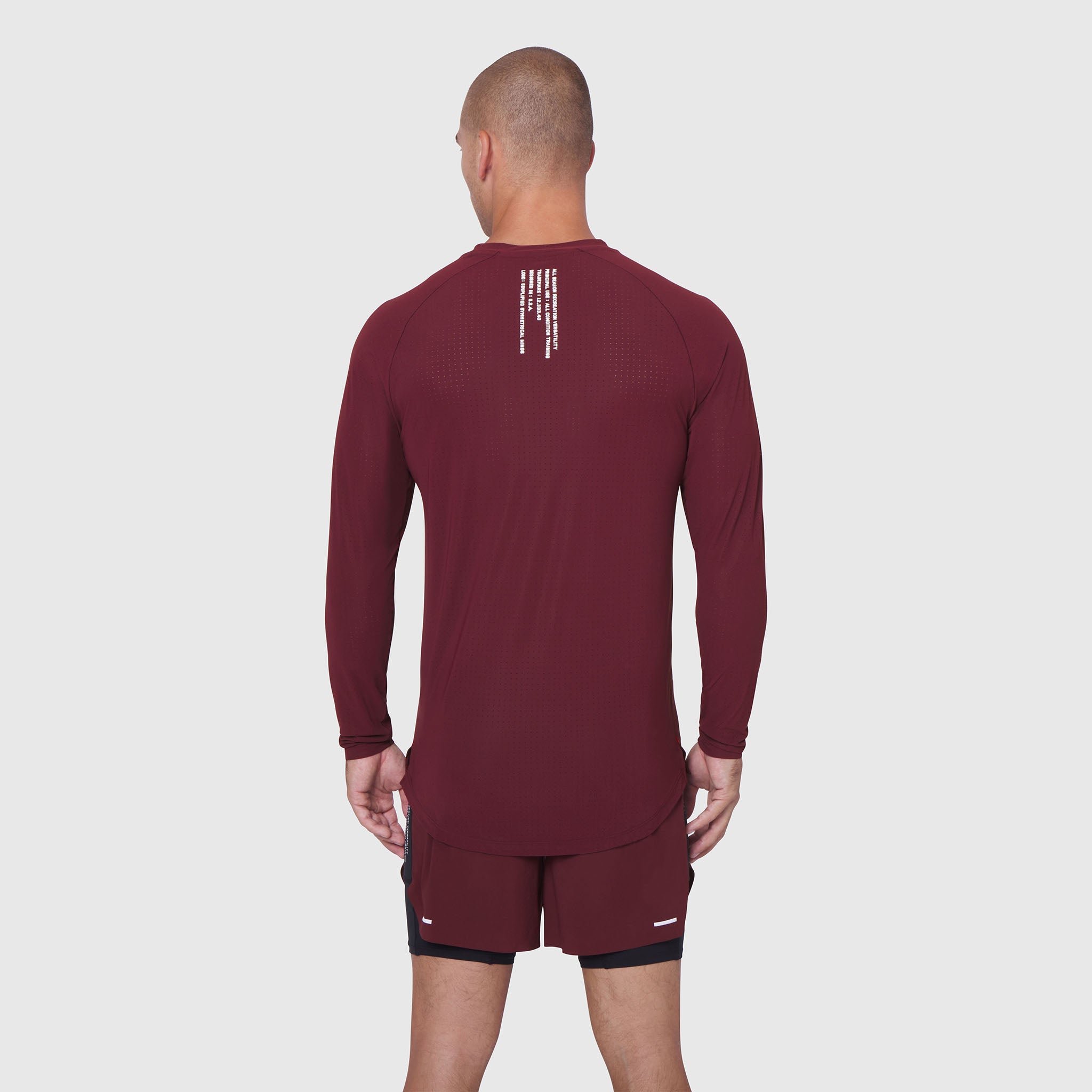 Laser-Vent™ Established Long Sleeve in crimson, back view on male model