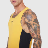Laser-Vent Singlet Tank in amber and black, worn by male model showing side view