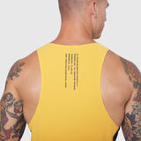 Laser-Vent Singlet Tank in yellow worn by male model, back view