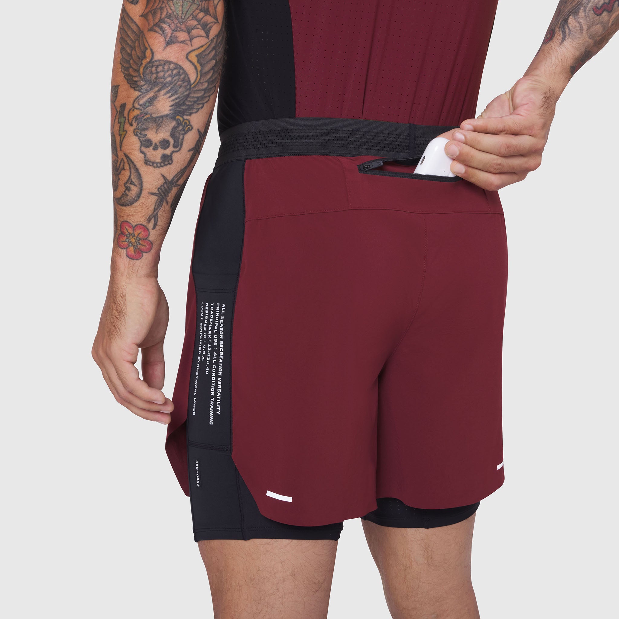 0953. Aerotex™ Hybrid Liner Short - Crimson/Black