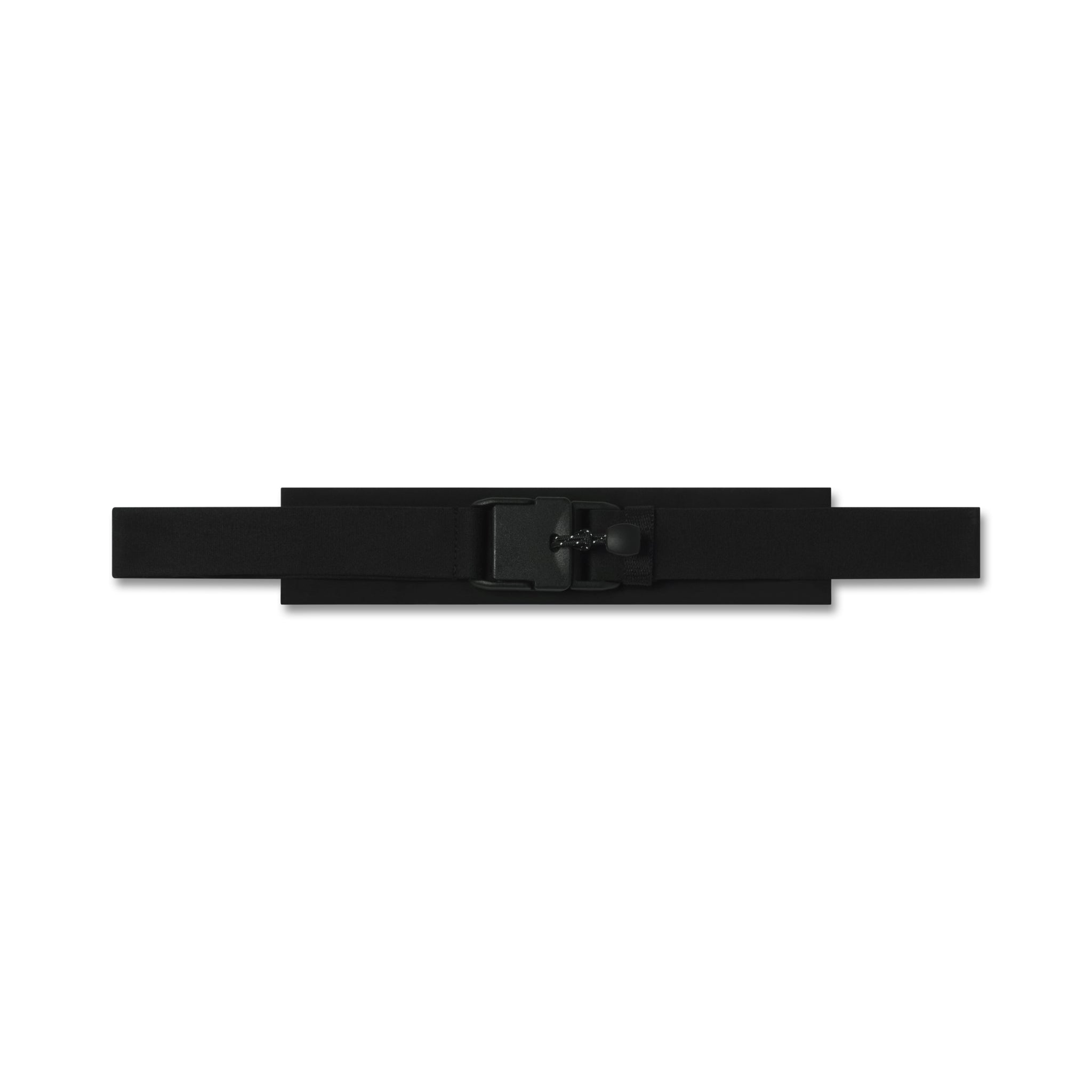 flatlay Expandable Belt Pack in black, front view