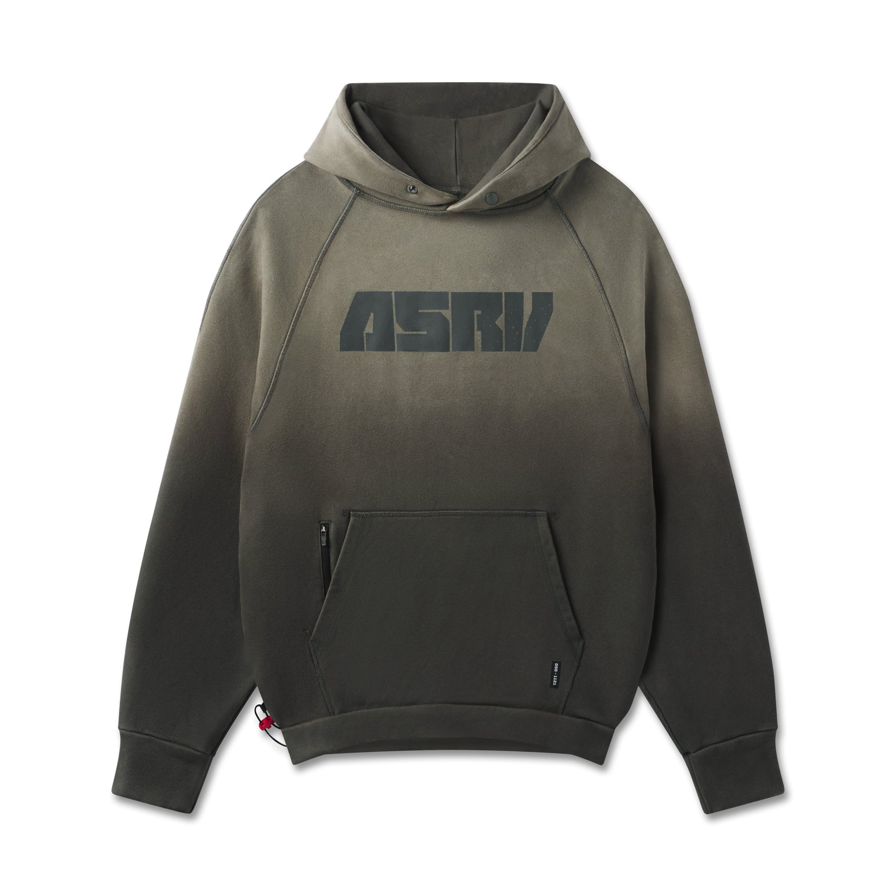 ASRV Tech-Terry Training Hoodie in olive sun fade, front view on display