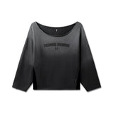 W049. Raw Hem Oversized Crewneck - Black Sun Fade