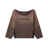 W049. Raw Hem Oversized Crewneck - Dark Earth Sun Fade
