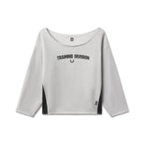 W049. Raw Hem Oversized Crewneck - Heather Grey