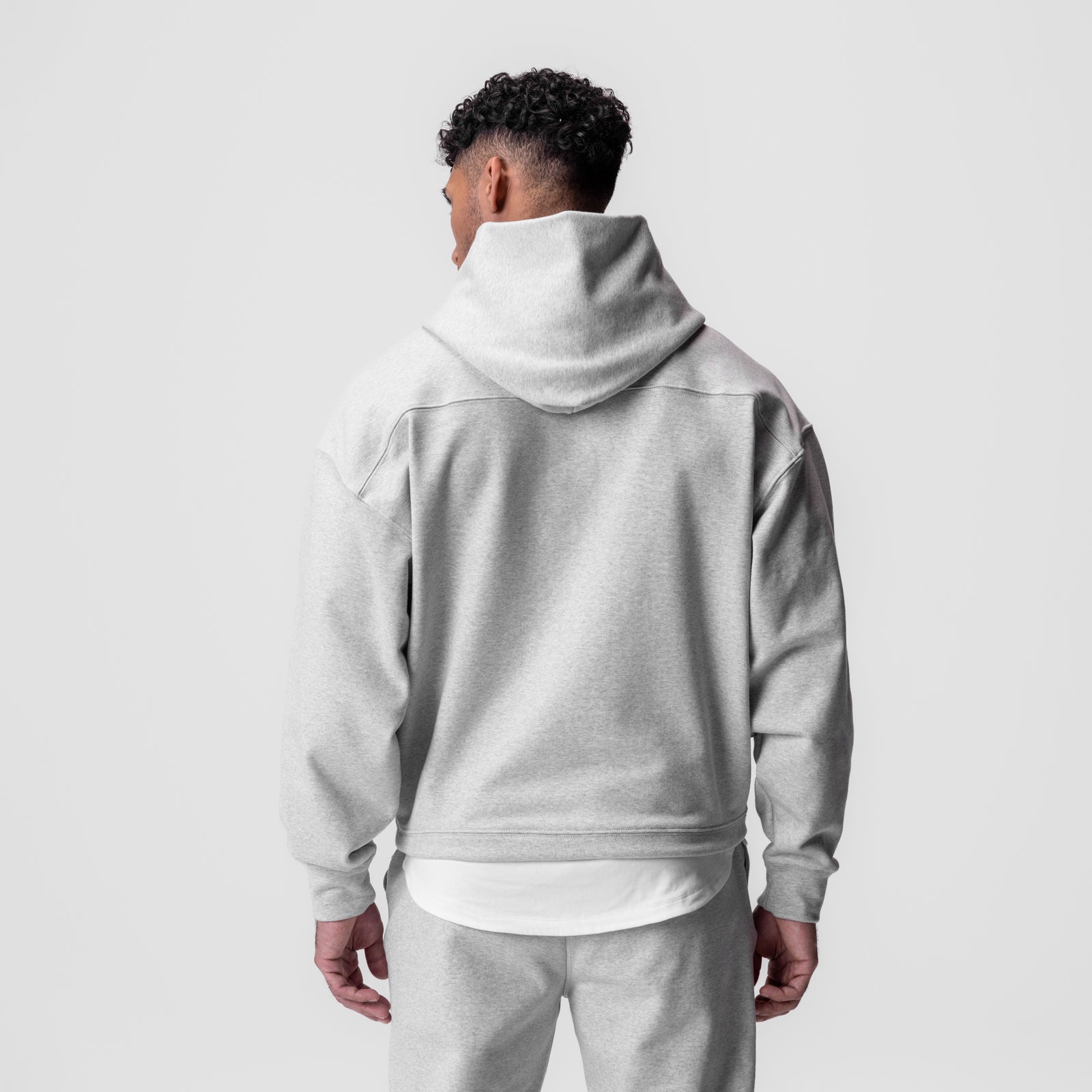 Tech-Terry™ Hoodie in Heather Grey, back view on model
