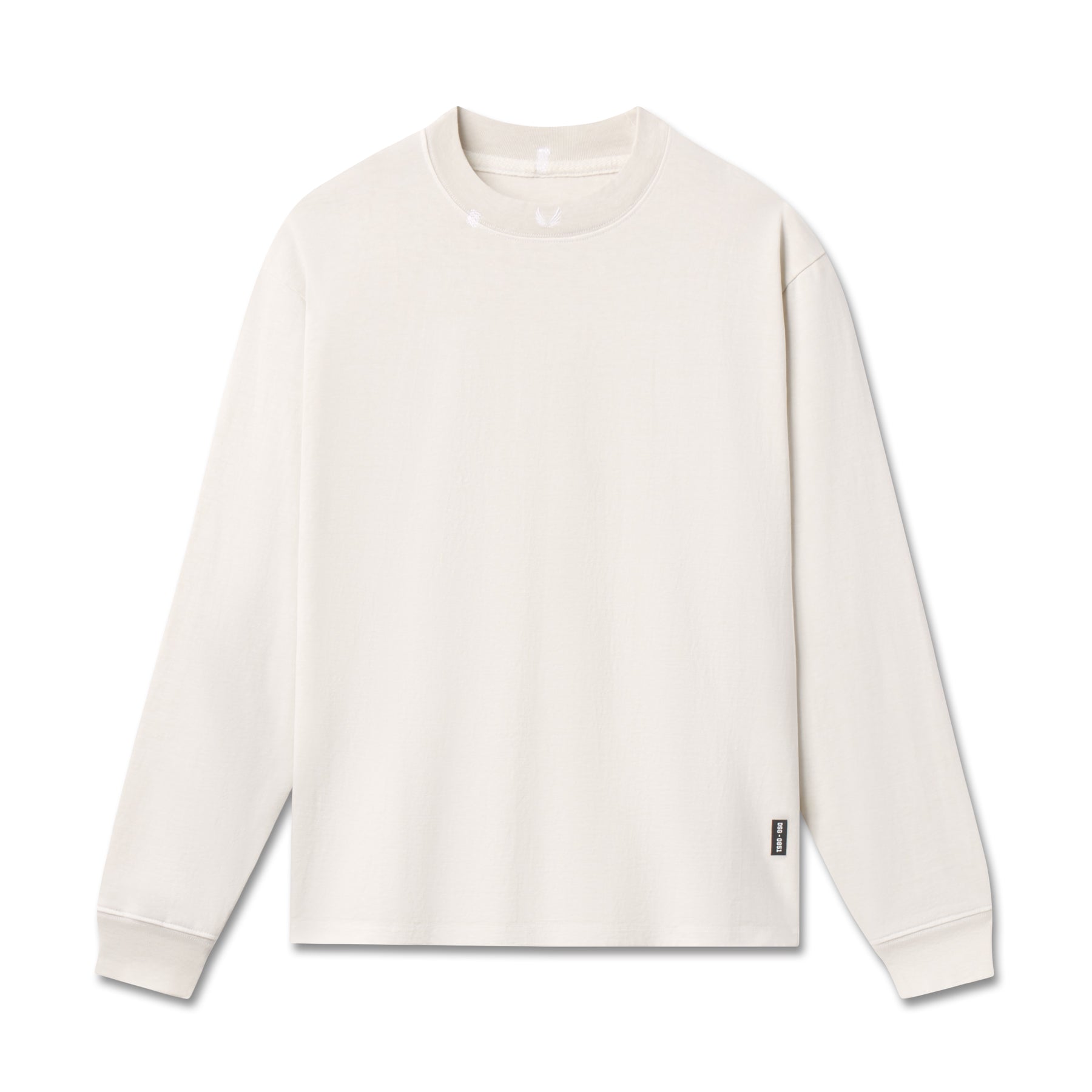 flatlay Tech Essential Relaxed Long Sleeve in faded stone, front view