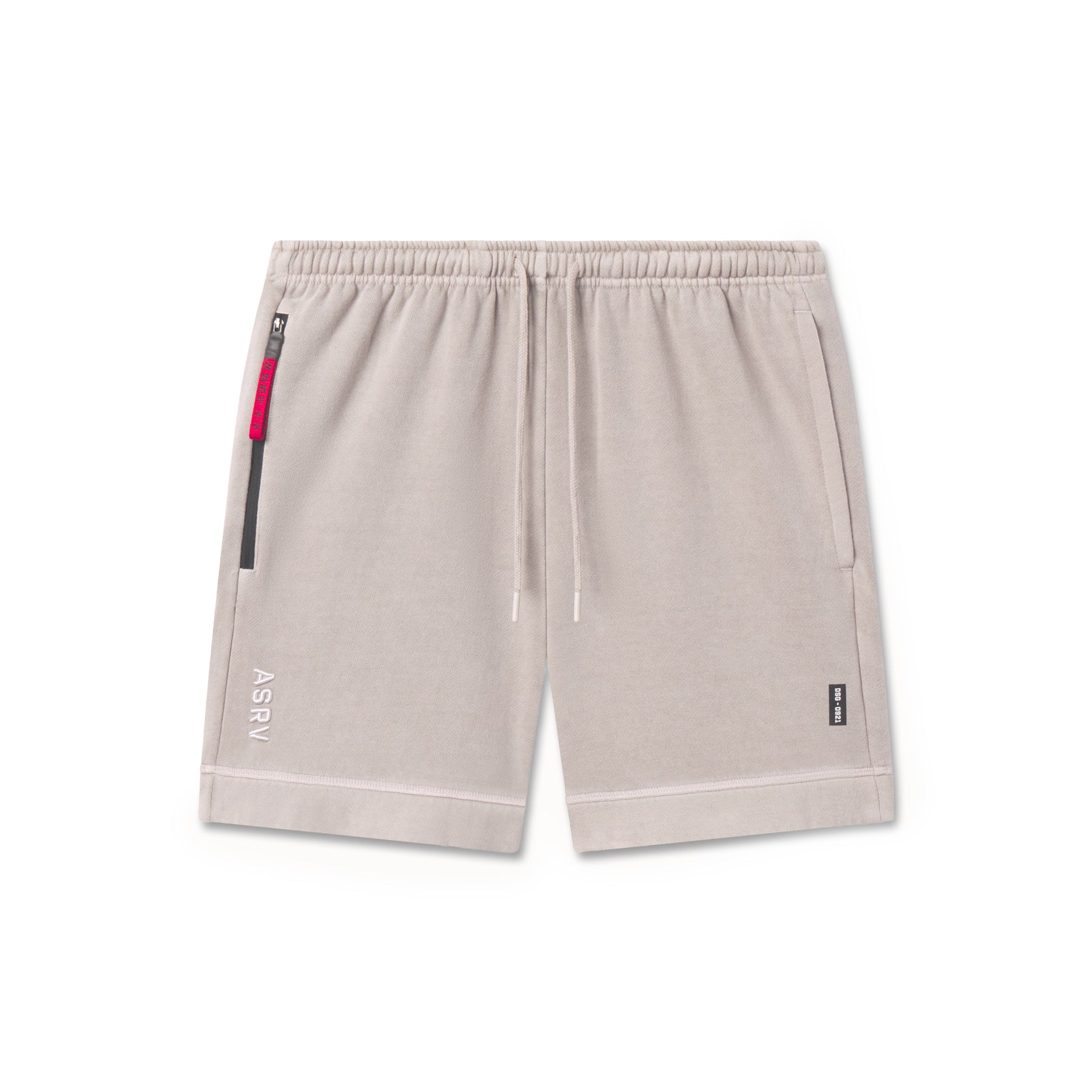 flatlay Tech Essential Sweat Short in faded chai, front view