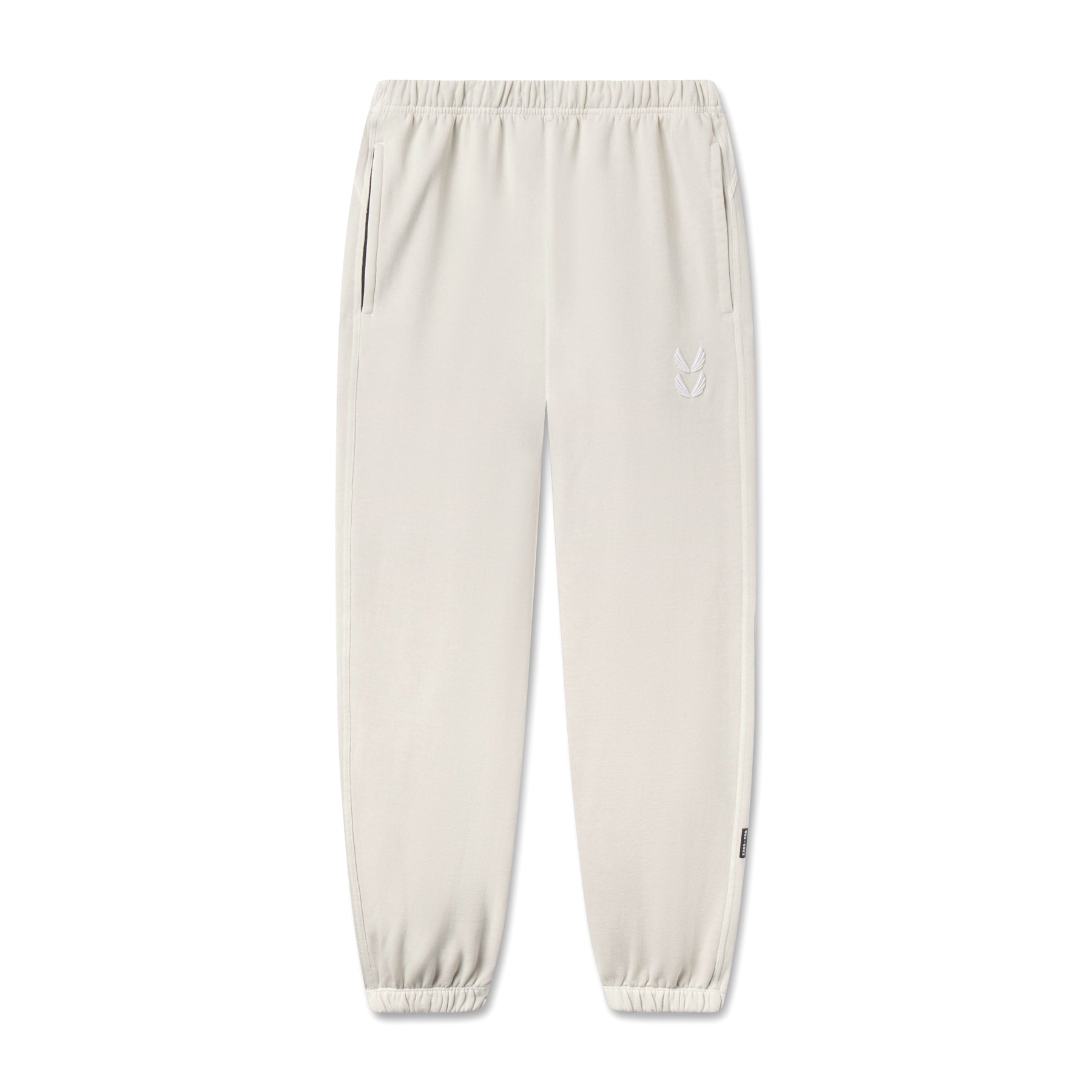 flatlay Tech Essential Sweats joggers in faded stone, front view