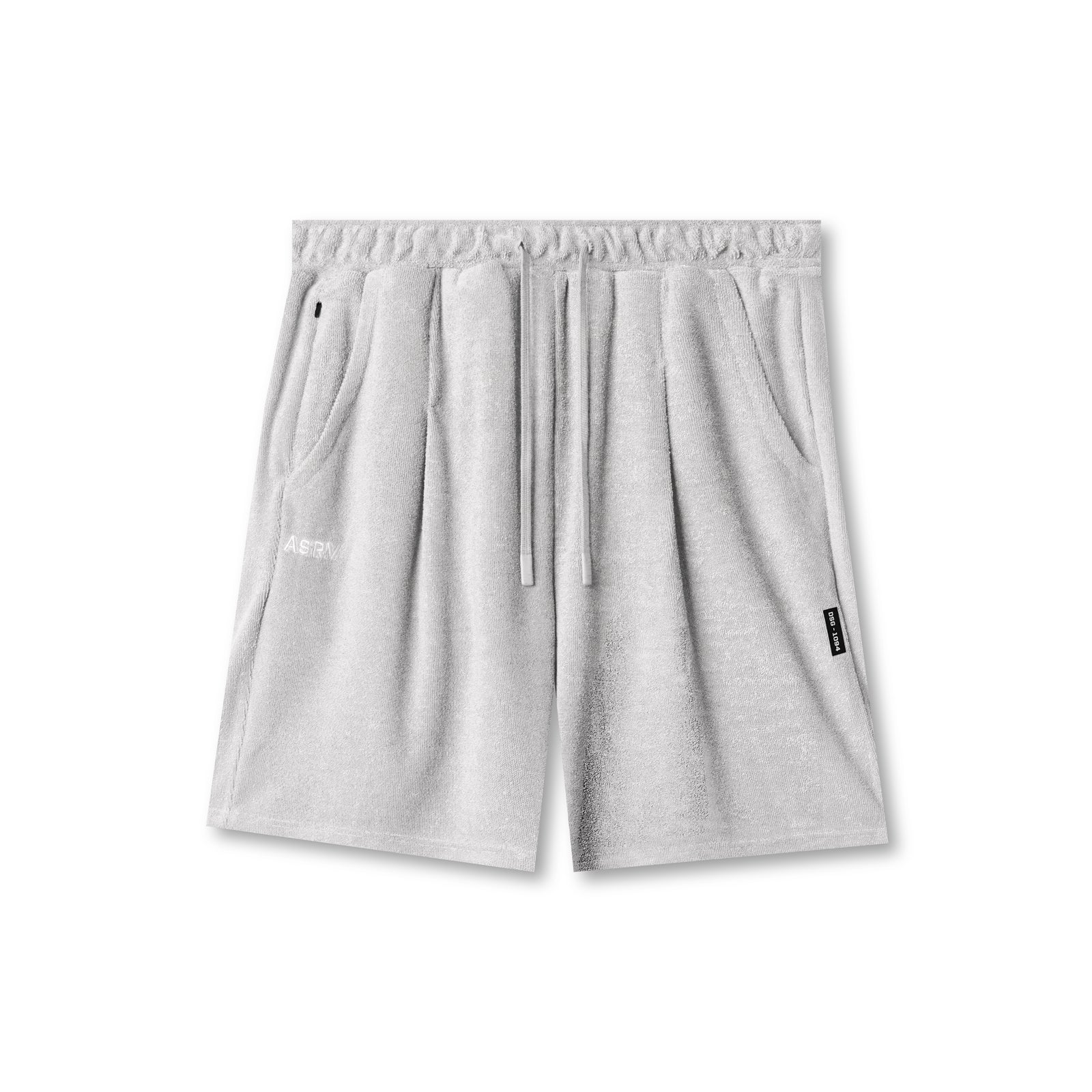 flatlay Towel Terry Relaxed Short in heather grey, front view