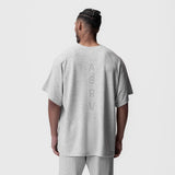 0946. Waffle Knit Oversized Tee - Heather Grey