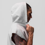 0844. Tech Essential™ Raw Hem Cutoff Hoodie - Heather Grey