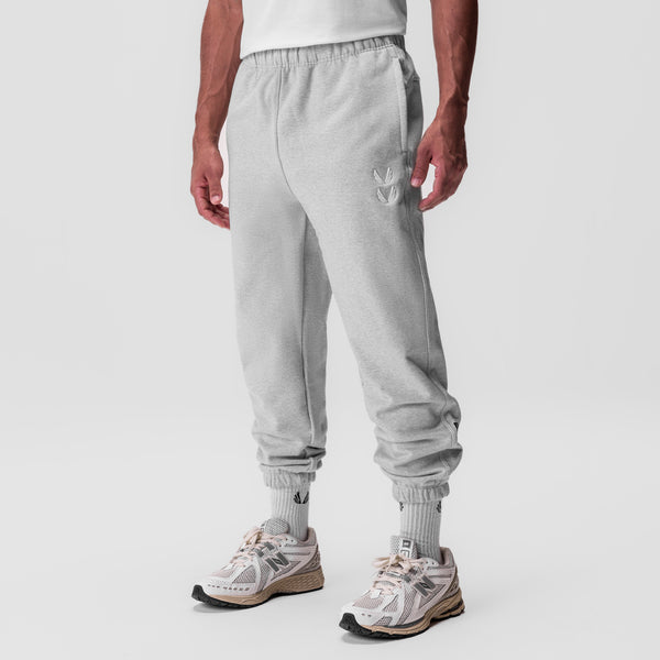 0655. Tech-Terry™ Oversized Sweats - Heather Grey "Stacked Wings"