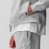 0843. Tech Essential™ Distressed Full Zip Hoodie - Heather Grey