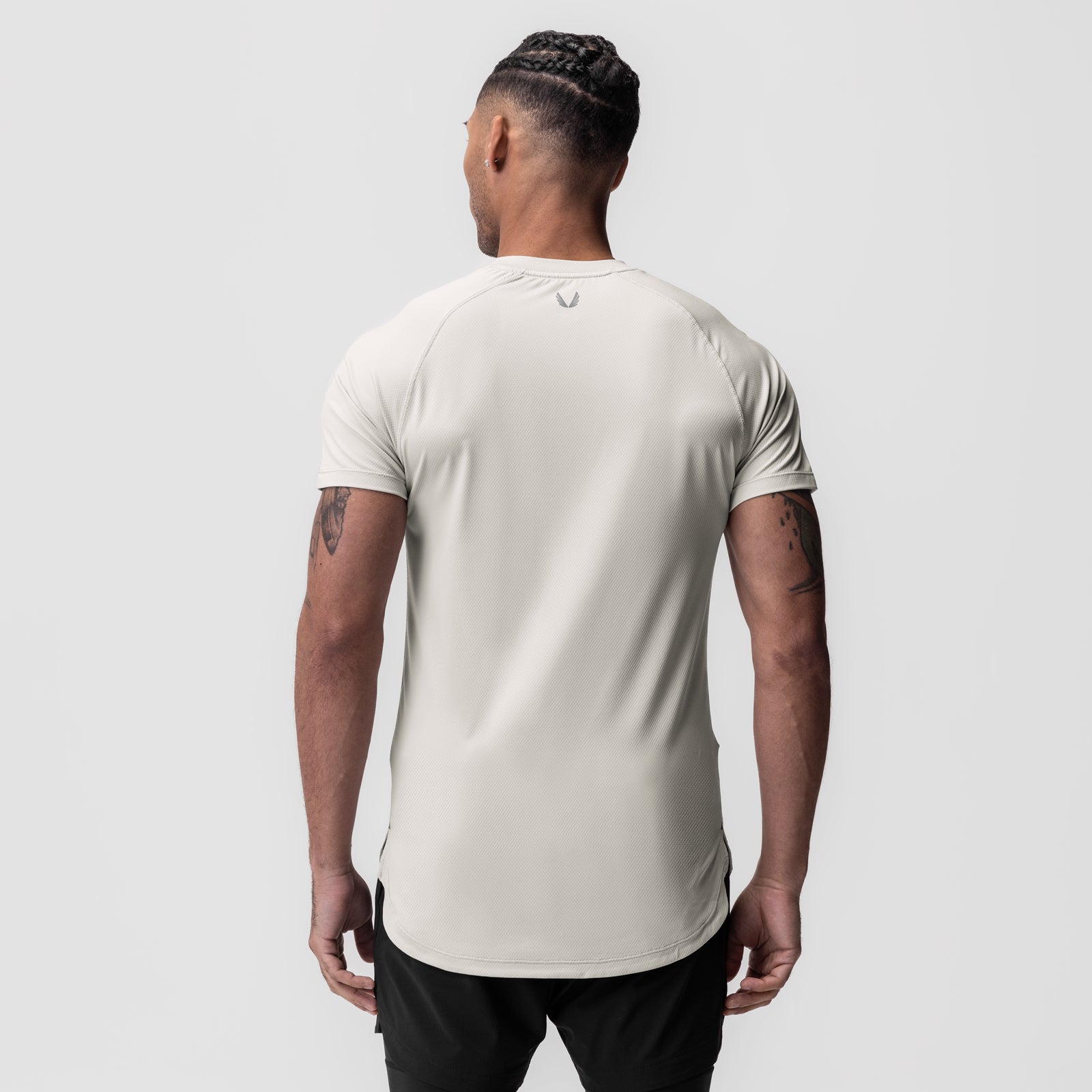 AeroSilver Established Tee in ivory cream, rear view on model