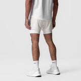 0828. Silver-Lite™ 5" Liner Short - Ivory Cream "Wings"/White