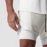 0828. AeroSilver® 5" Liner Short - Ivory Cream "Wings"/White