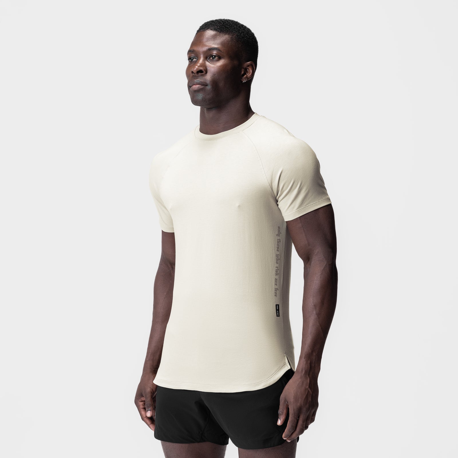Ivory cream Supima® Established Tee worn by model, front side view