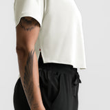 ASRV x Tonal Women's AeroSilver® Cropped Training Tee - Ivory Cream