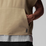 0844. Tech Essential™ Raw Hem Cutoff Hoodie - Khaki