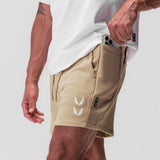 0867. Tech-Terry™ Sidelock Sweat Short - Khaki "Stacked Wings"