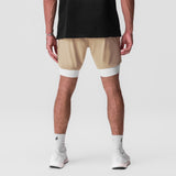 0866. Tetra-Lite® 7" Liner Short - Khaki/ White / White "Wings"
