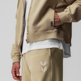 0843. Tech Essential™ Distressed Full Zip Hoodie - Khaki