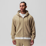 0843. Tech Essential™ Distressed Full Zip Hoodie - Khaki