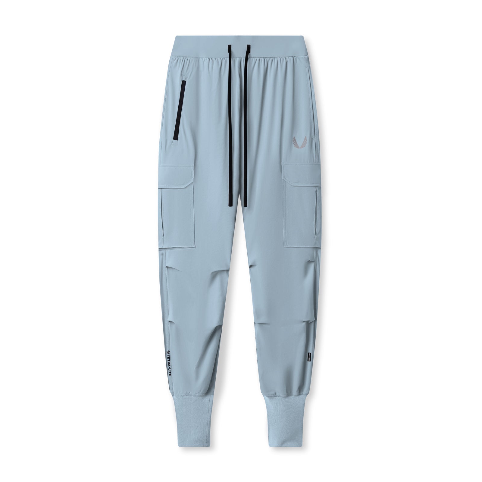 flatlay of Tetra-Lite Ice Cargo High Rib Jogger in light sky blue, front view