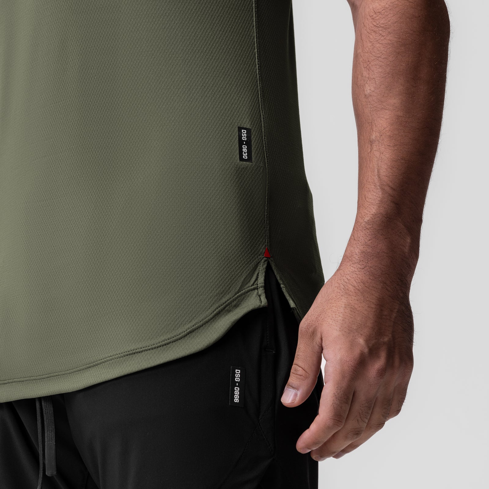 AeroSilver® Tank Top in olive, worn by model showing side seam detail