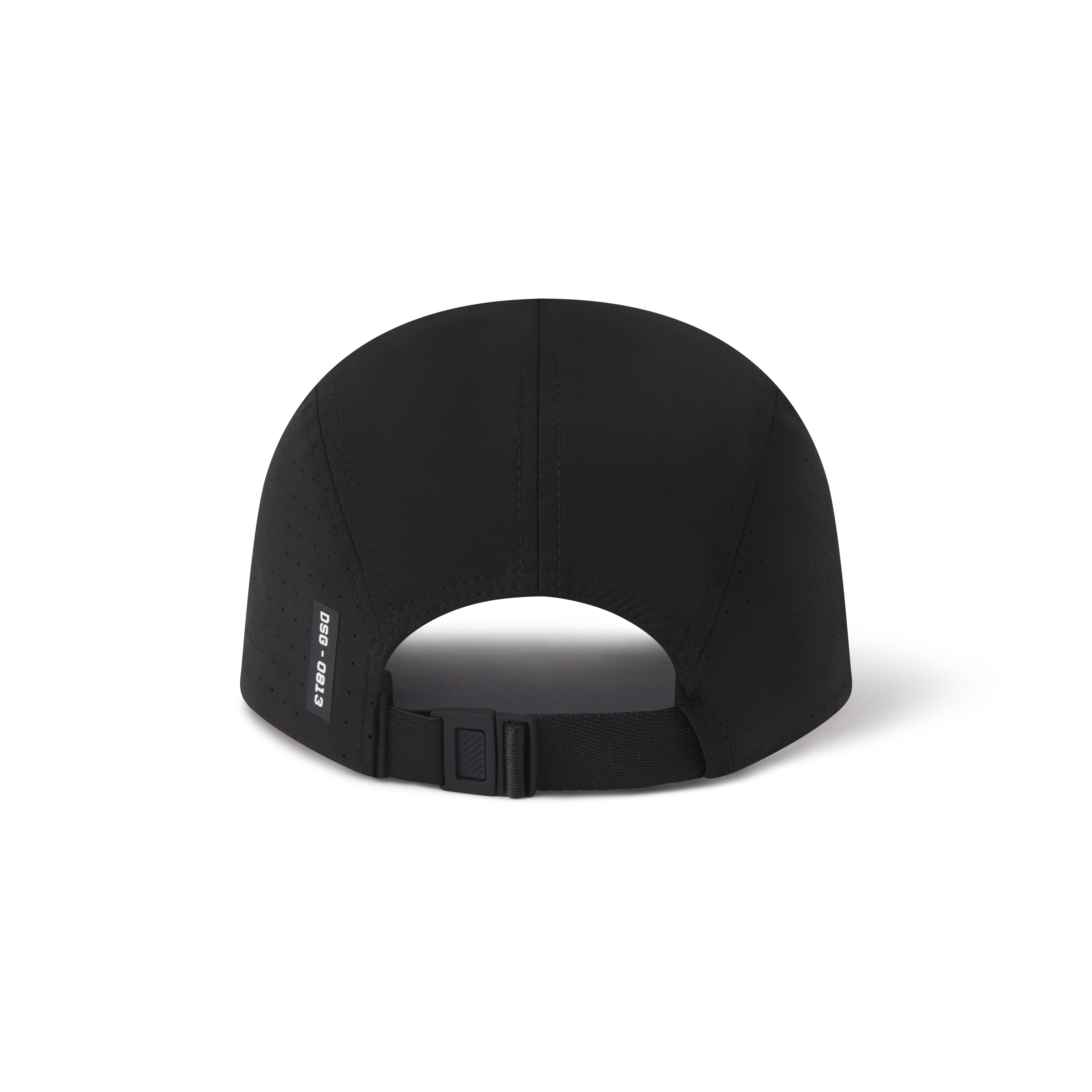 0813 Tetra-Lite Vented Hat in black, back view showing adjustment strap