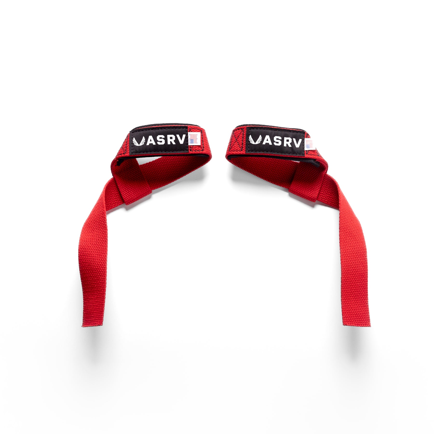 flatlay Padded Lifting Straps in Akira Red, overhead view