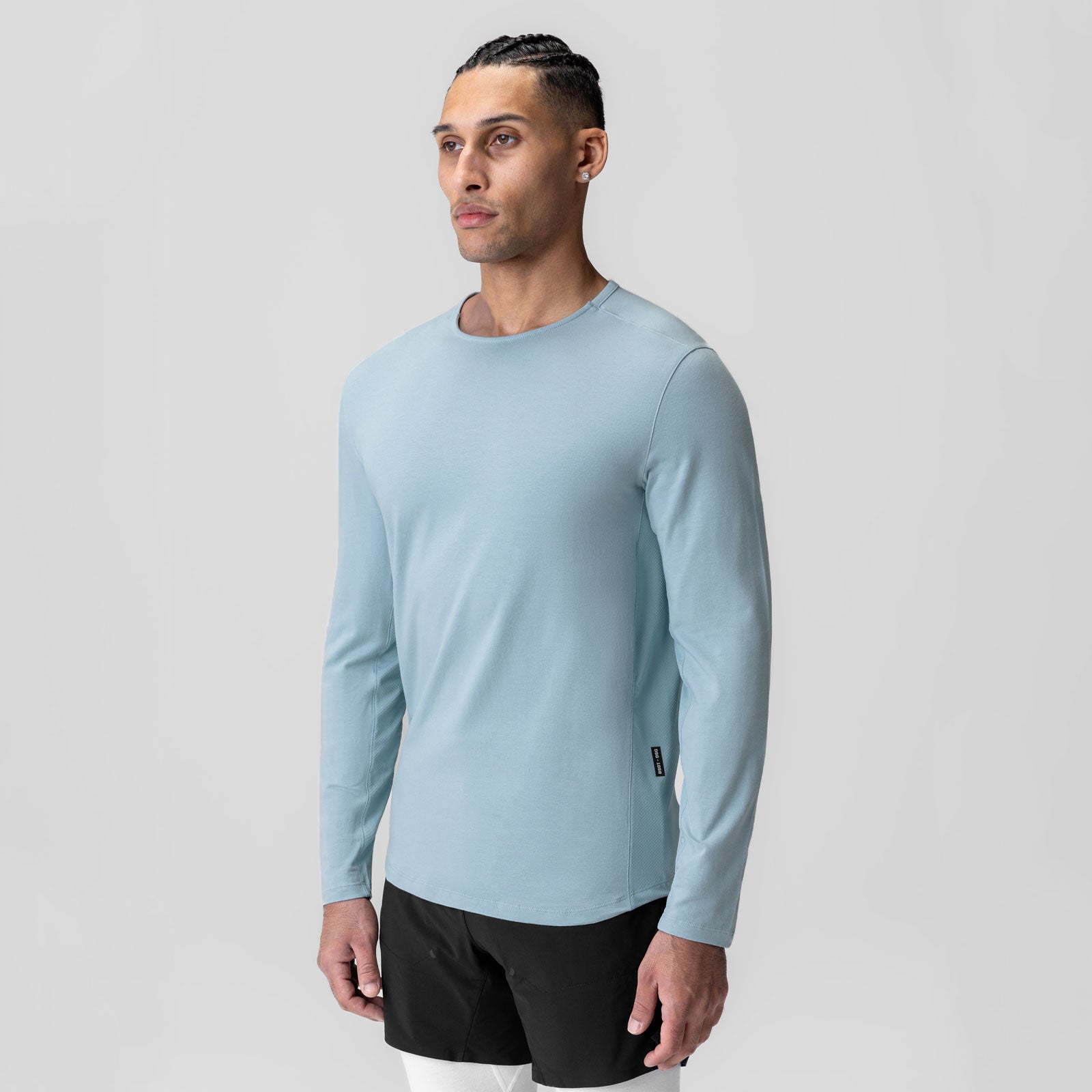 Creora® Cotton Modal Long Sleeve in light sky, worn by model, front-facing pose