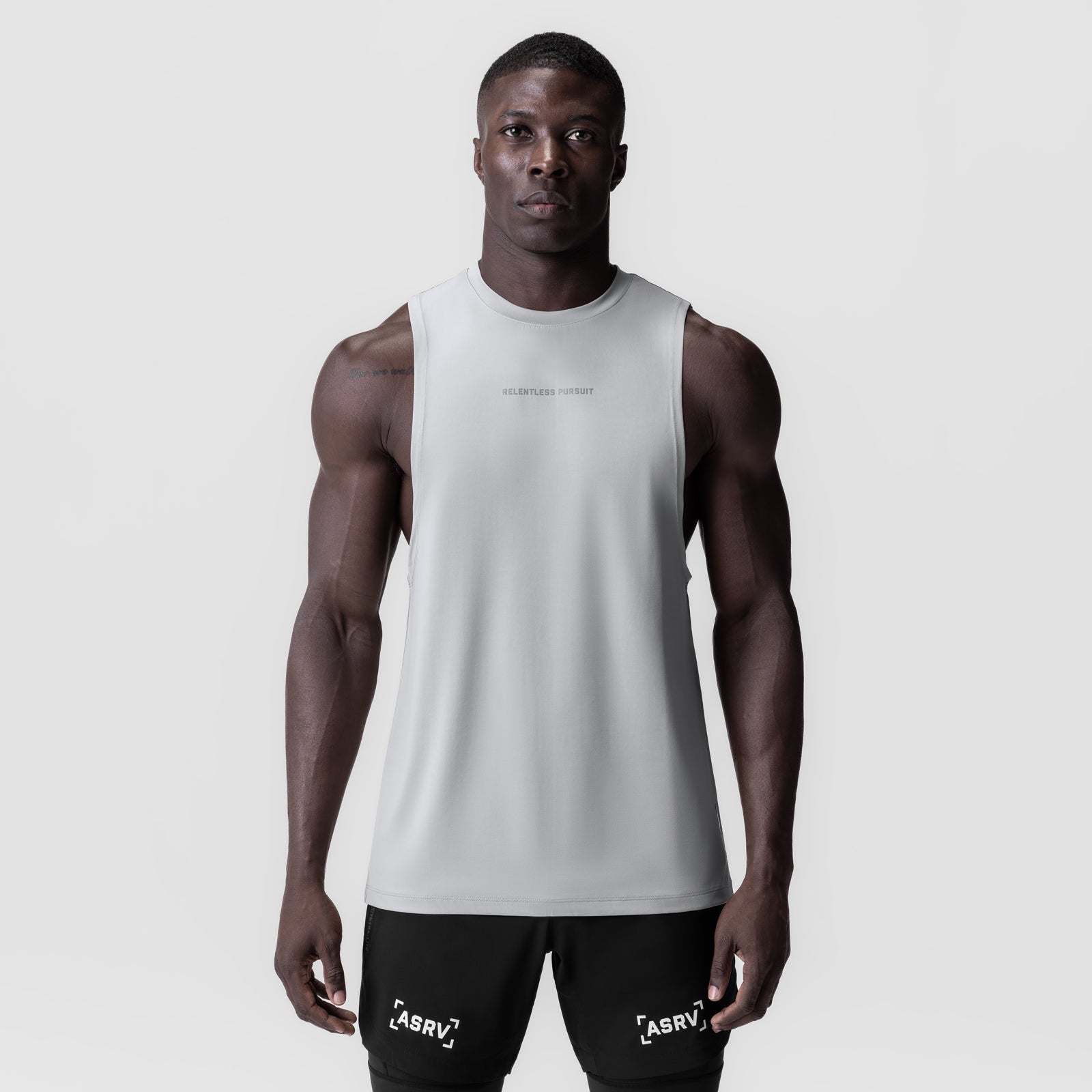 3D-Lite® 2.0 Lycra® Muscle Tank in white, worn by model, front view
