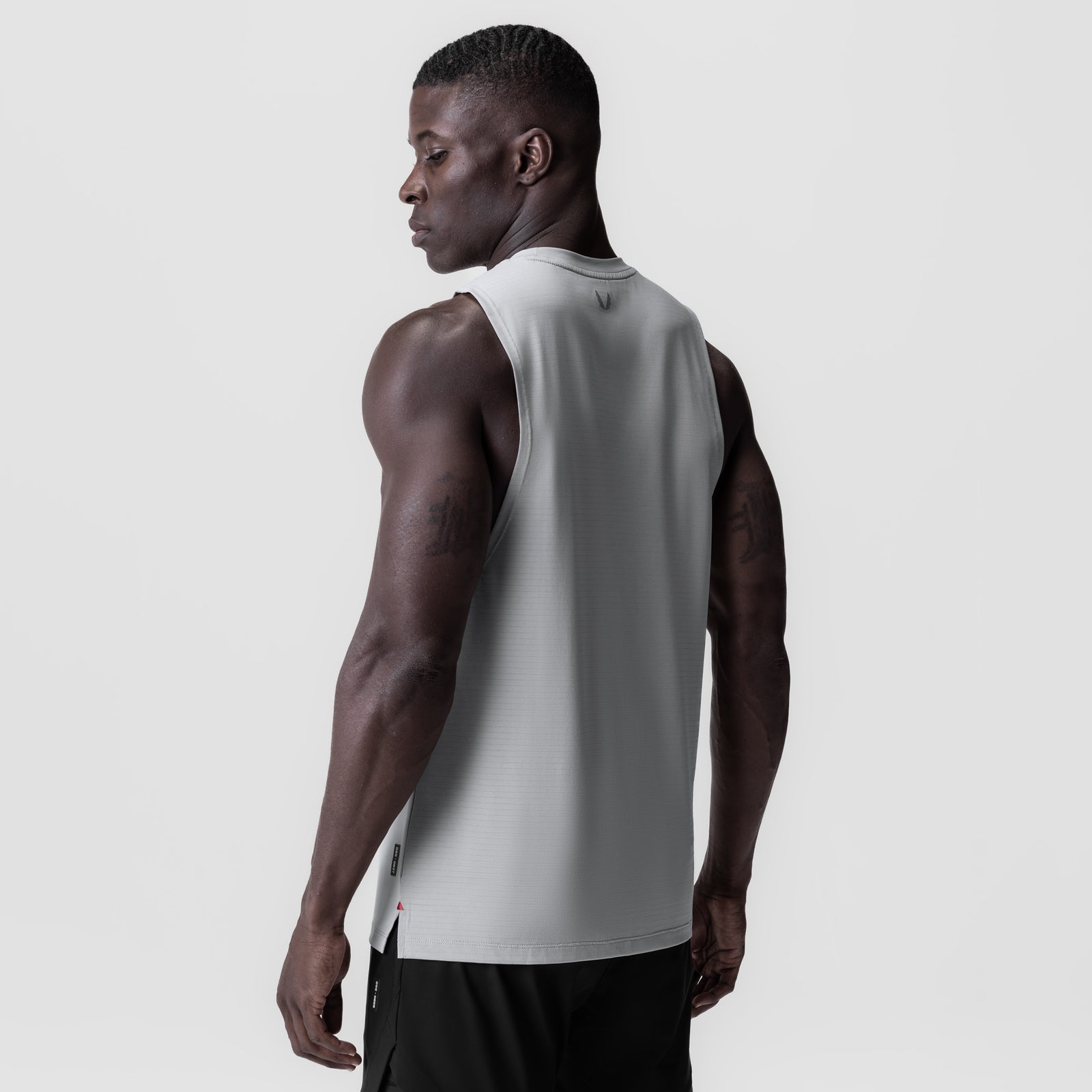 3D-Lite® 2.0 Lycra® Muscle Tank in Slate Grey worn by model, back view