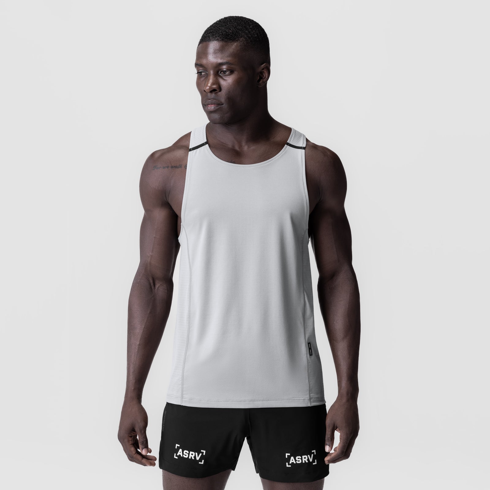 White 3D-Lite® 2.0 Lycra® Pro Singlet worn by male model, front view
