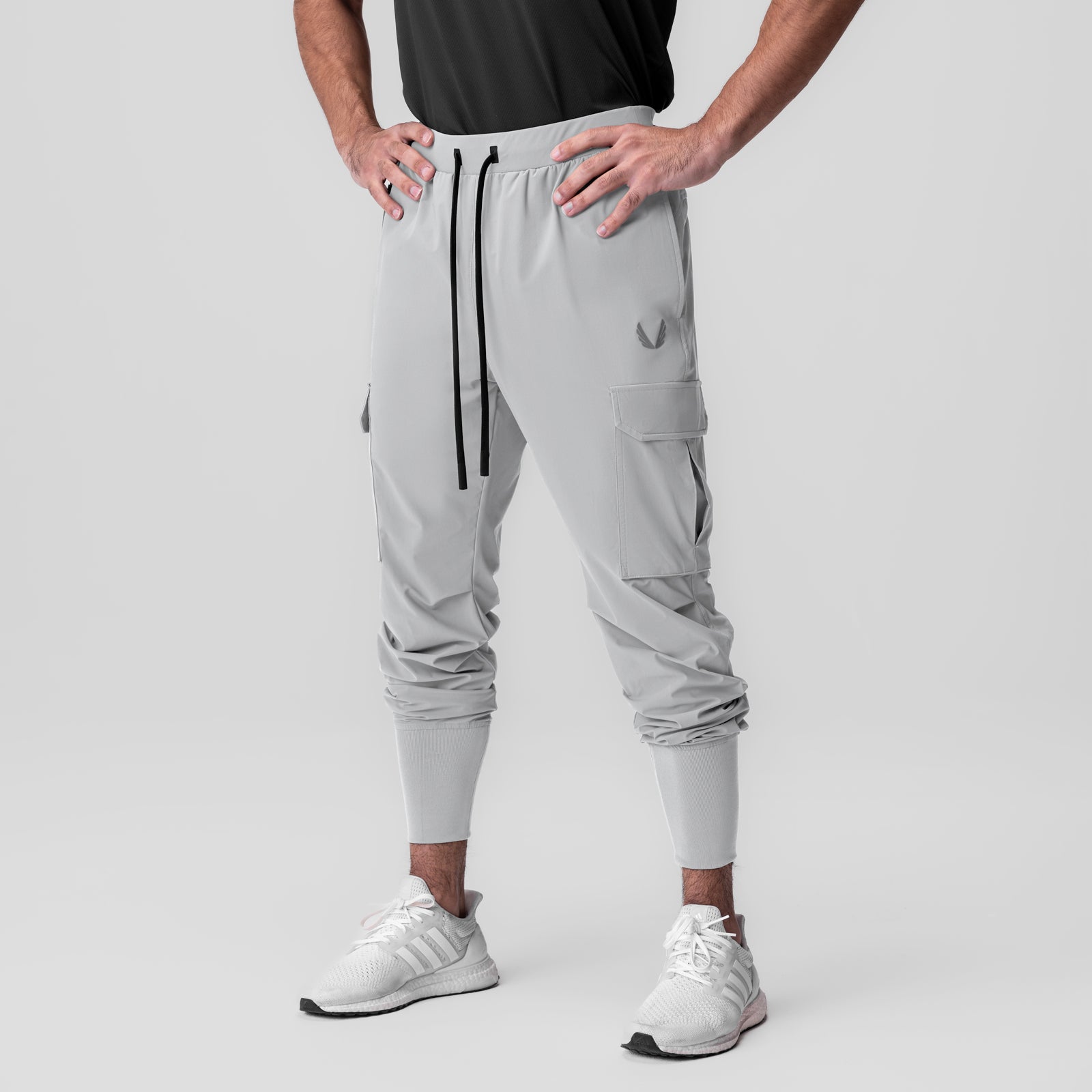 Tetra-Lite Ice Cargo High Rib Jogger in slate grey, worn by model standing front view