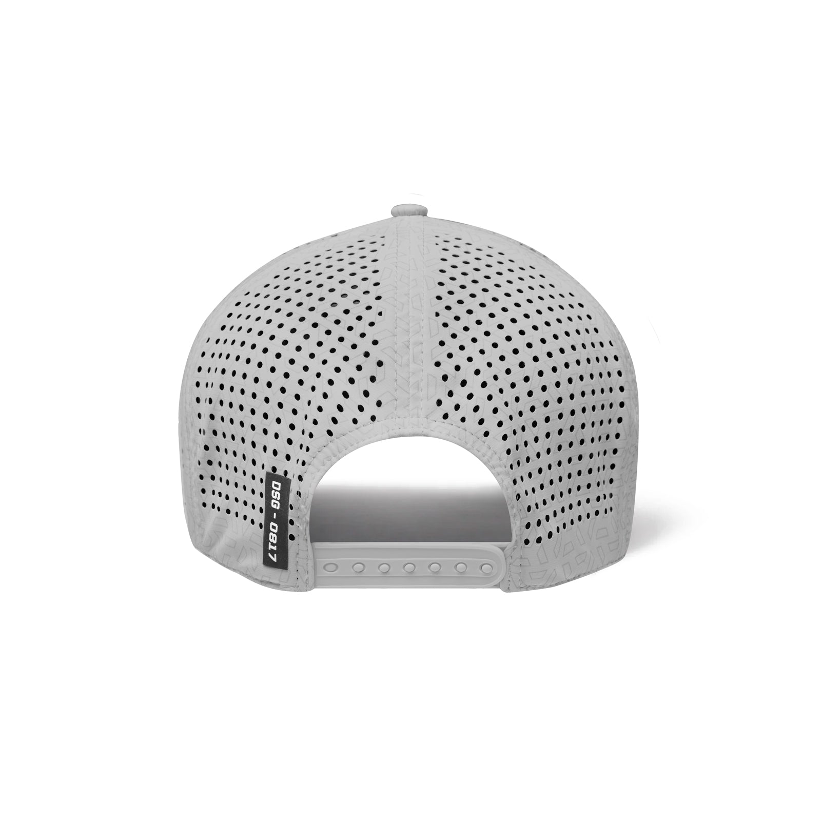 Flatlay of Tetra-Lite Ice A-Frame Hat in slate grey with perforated design, back view