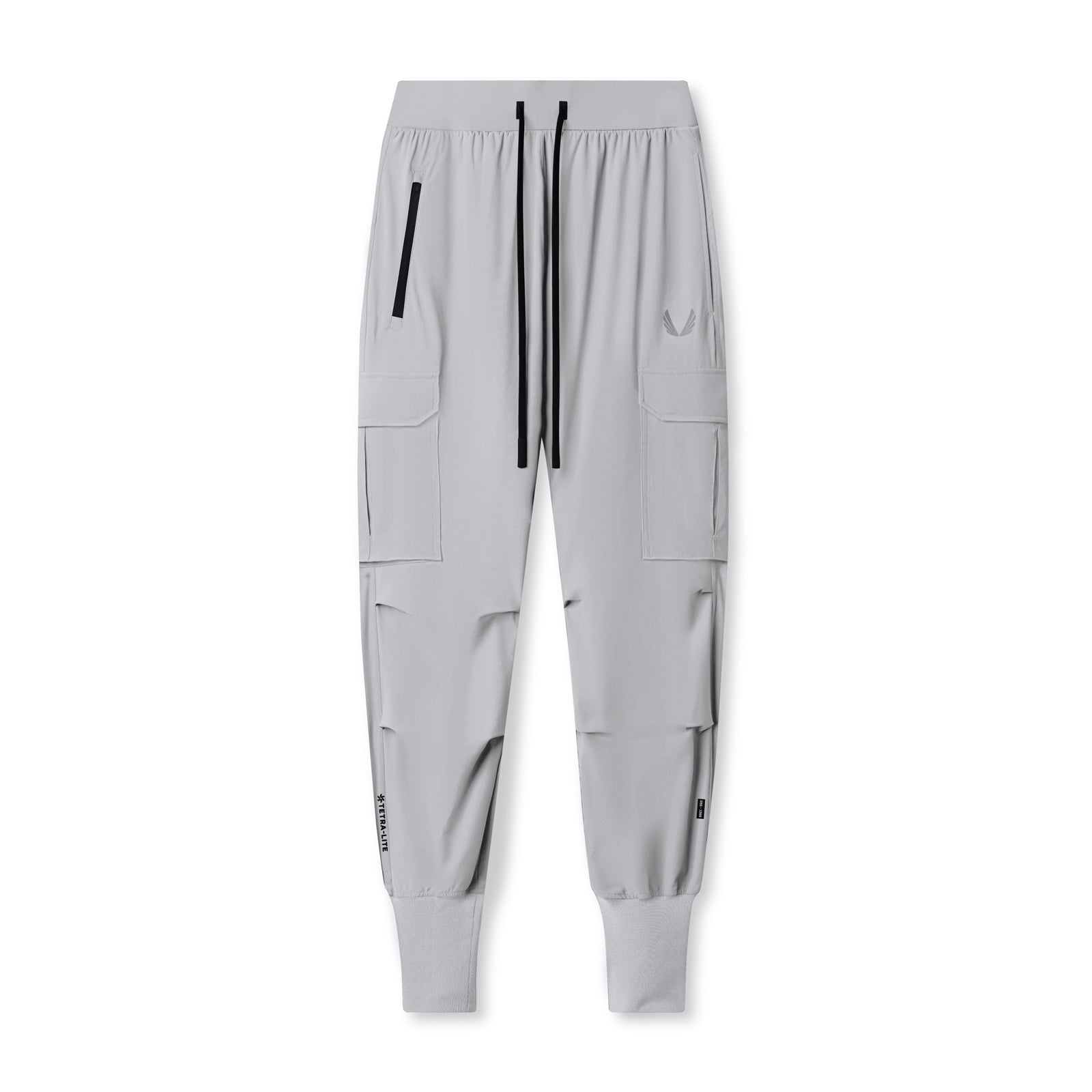 flatlay Tetra-Lite Ice Cargo High Rib Jogger in slate grey, front view