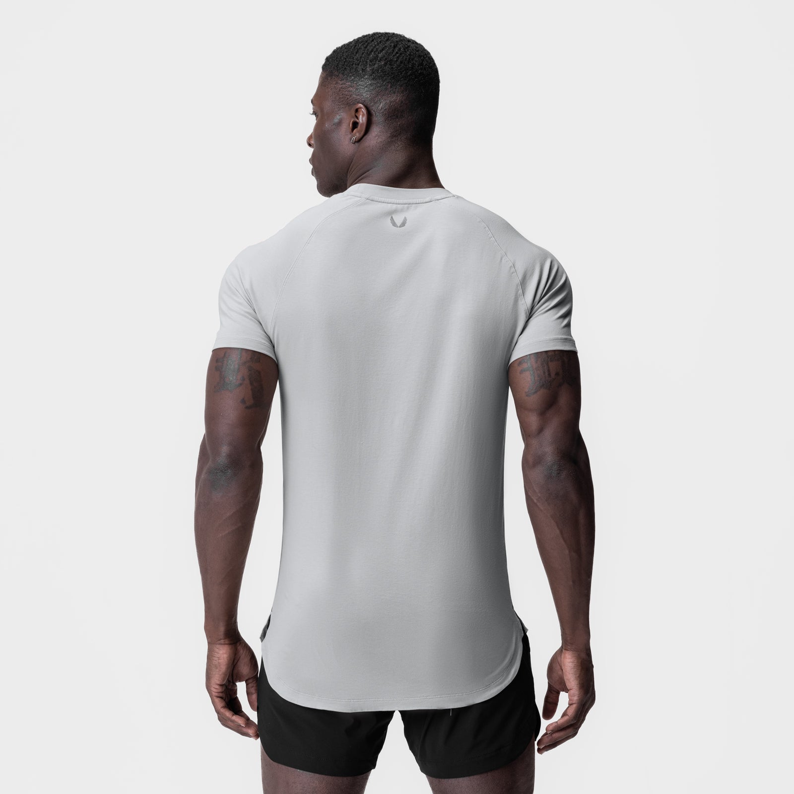 Supima® Established Tee in slate grey, rear view on model