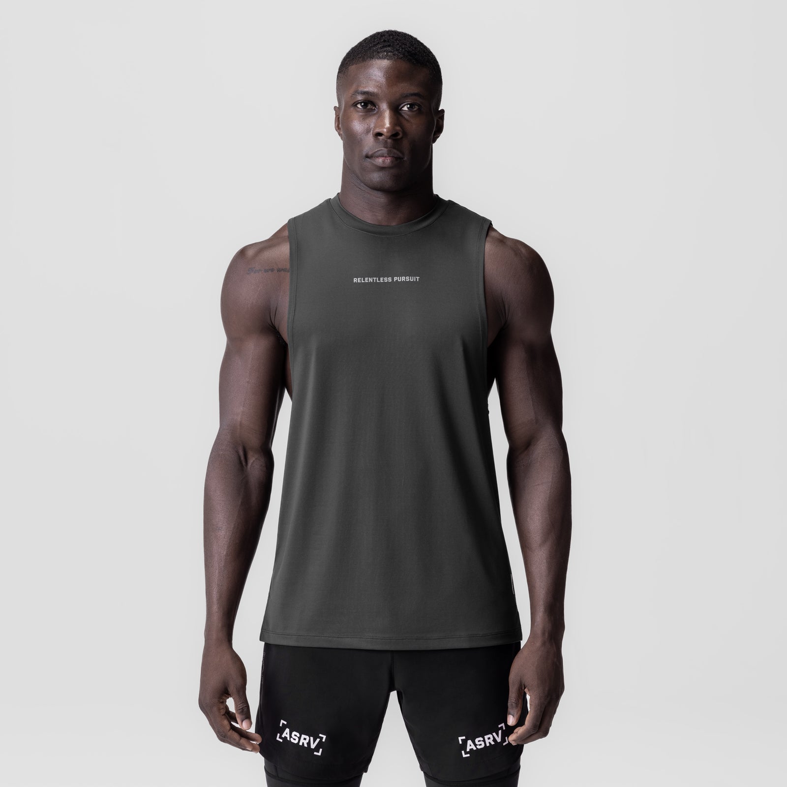 3D-Lite® 2.0 Lycra® Muscle Tank in space grey worn by male model, front view