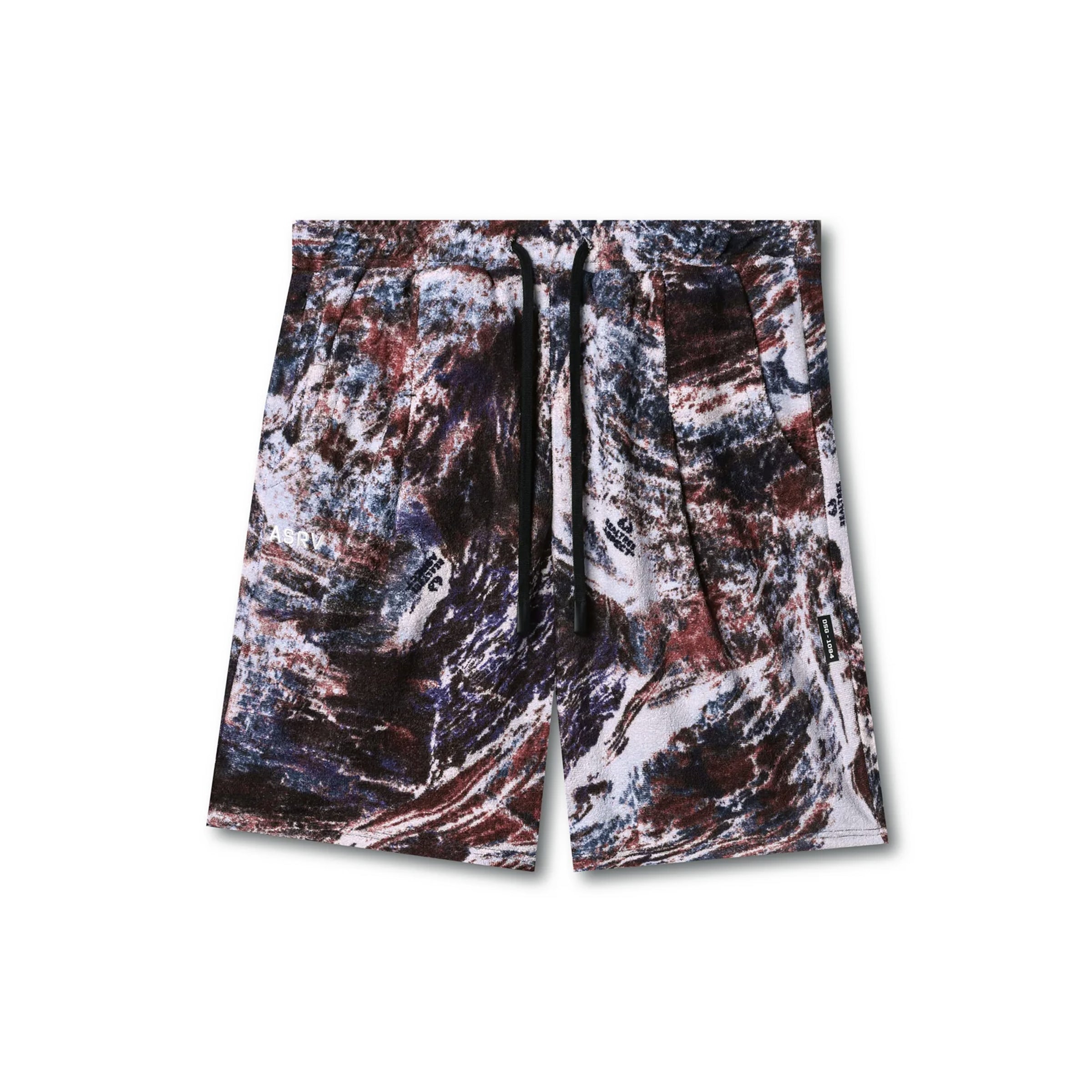 flatlay Towel Terry Relaxed Short in multicolor abstract print, top view
