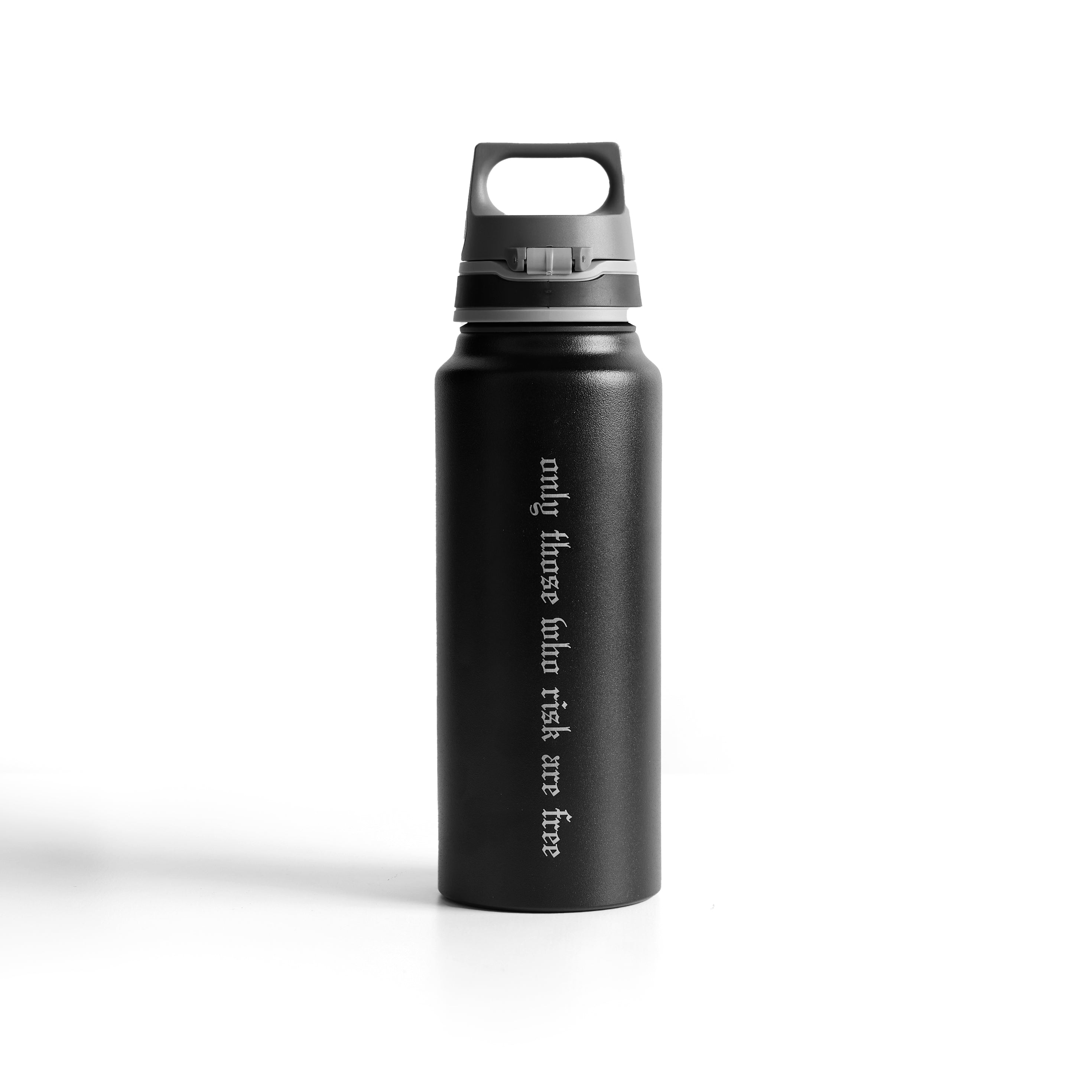 ASRV x SIGG WMB One 1.0L water bottle in black with handle, front view