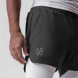 0865. Tetra-Lite® 5" Liner Short - Space Grey "Cyber"/White