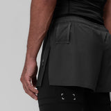 0911. Tetra-Lite® 2-in-1 High Split Legging Short - Space Grey "Cyber"/Black