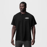 0797. Tech Essential™ Relaxed Tee - Black "Global Reach"