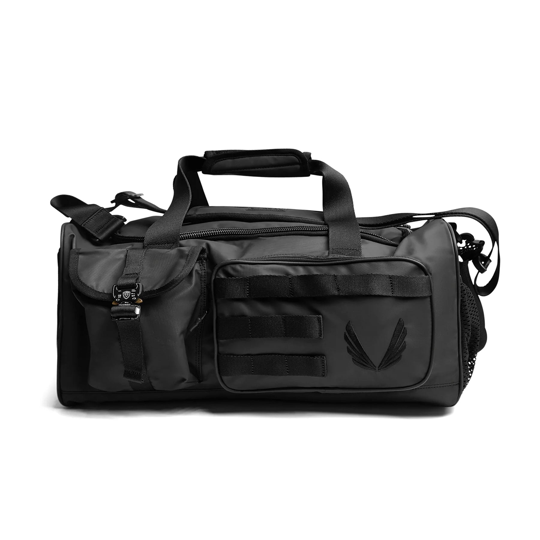 Flatlay 0710 Utility Gym Duffle Bag in black, side view