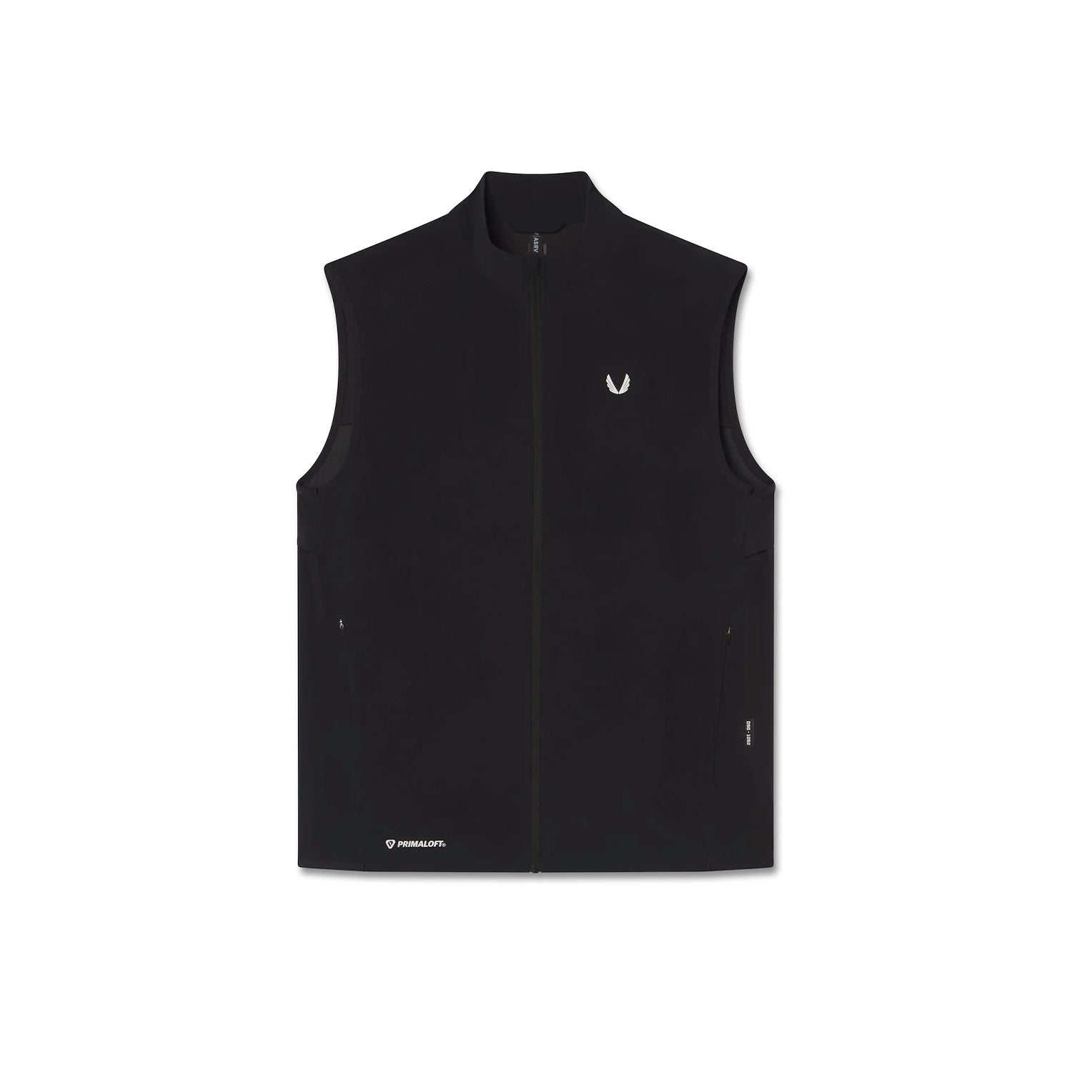 flatlay Aerotex PrimaLoft Run Vest in black, front view