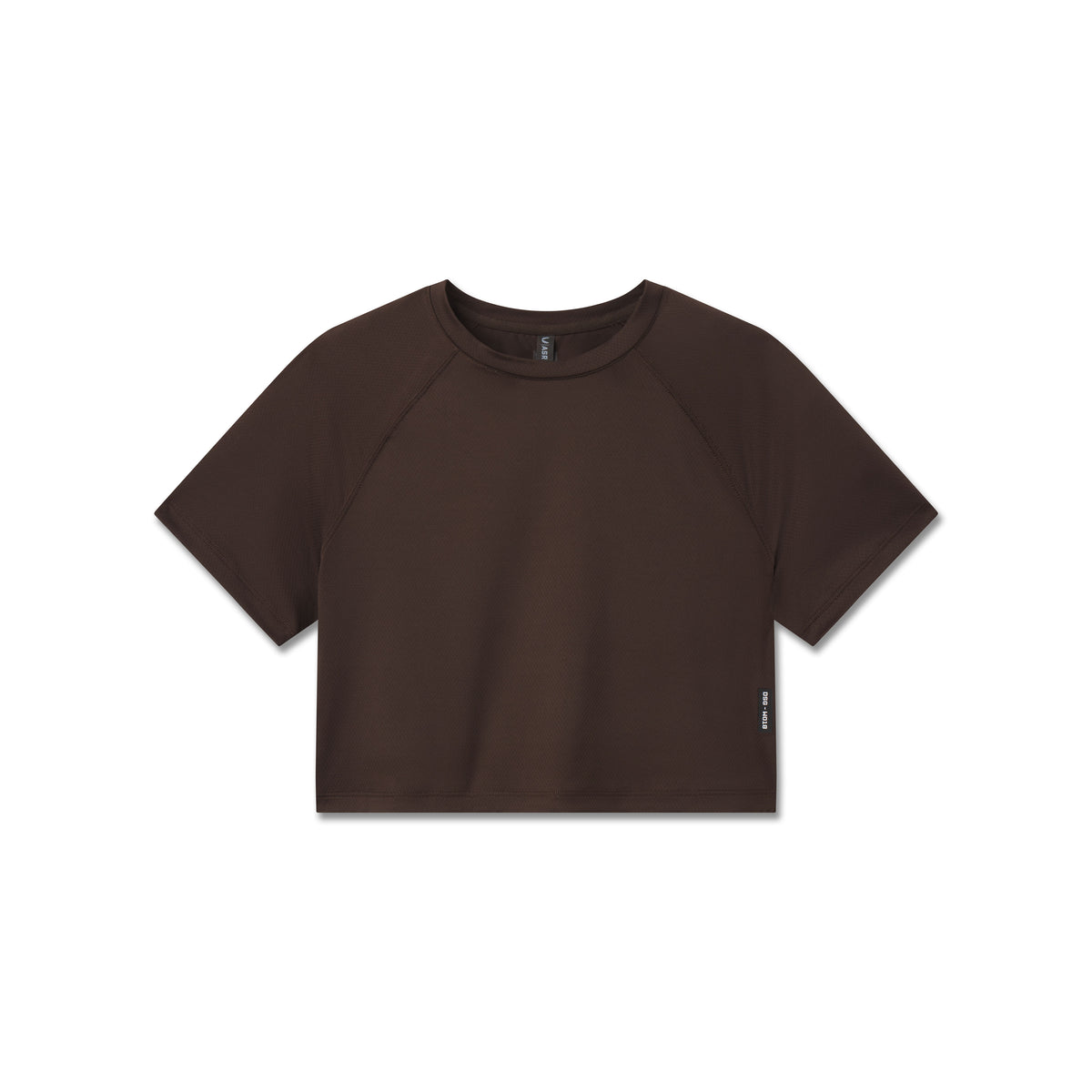 AeroSilver Cropped Tee in Dark Earth, front view
