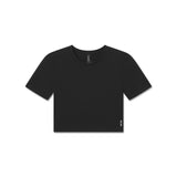 W019. Lycra® Cropped Tee - Black "Big Wings"